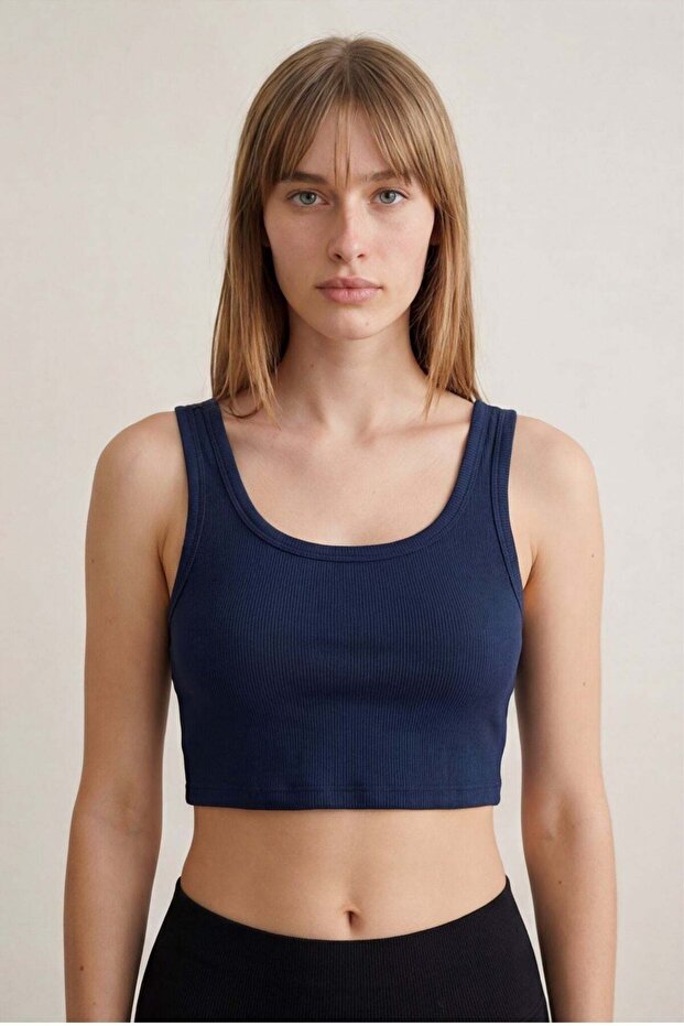 Alr Strappy Crop Tank Top Navy Blue