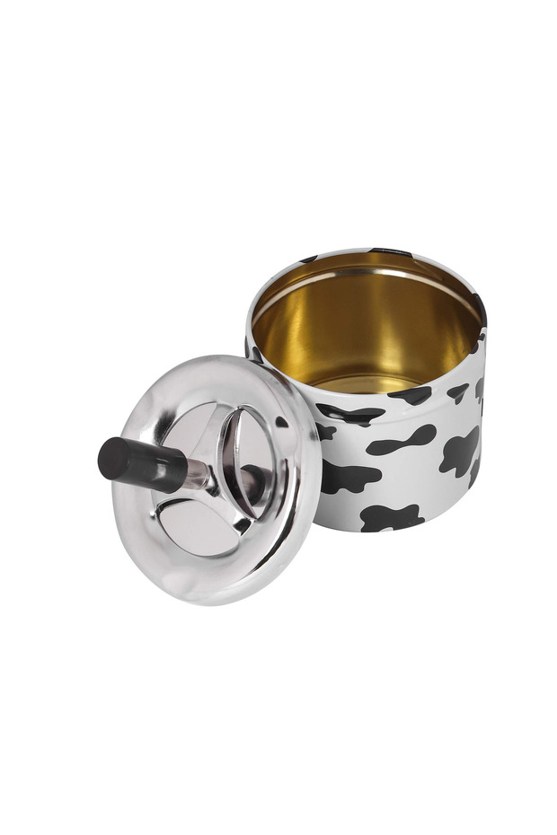 Bas-Çevir Metal Chamber Ashtray with Mechanism and Patterned Design