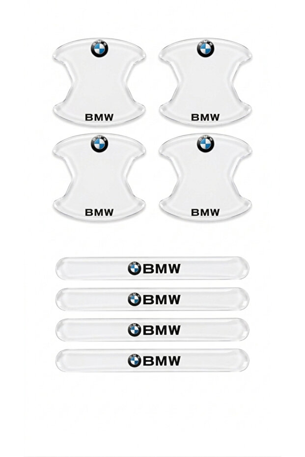 Premium Door Handle Scratch Protector (Set of 8) – Transparent / with Vehicle Brand Label Bmw