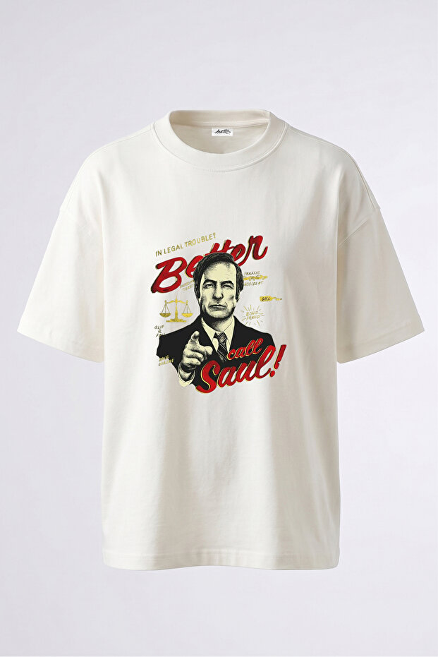 Saul Goodman Design Back Printed Cotton White Oversize T-Shirt