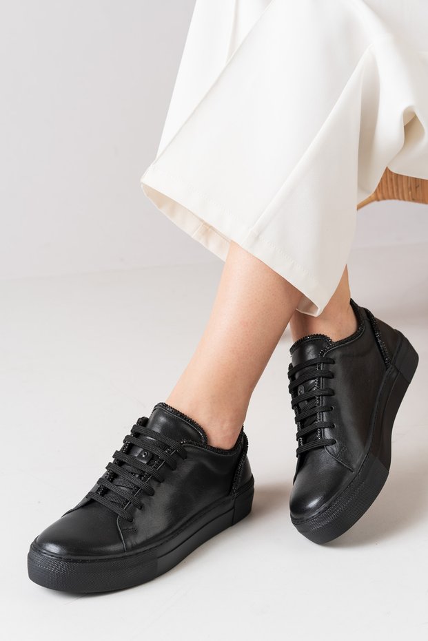 Women's Genuine Leather Stone Embellished Comfortable Anatomical Sole Shoes