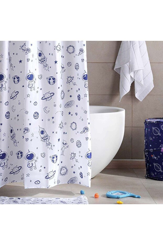 Wonder Space Shower Curtain 180x180 Cm-blue