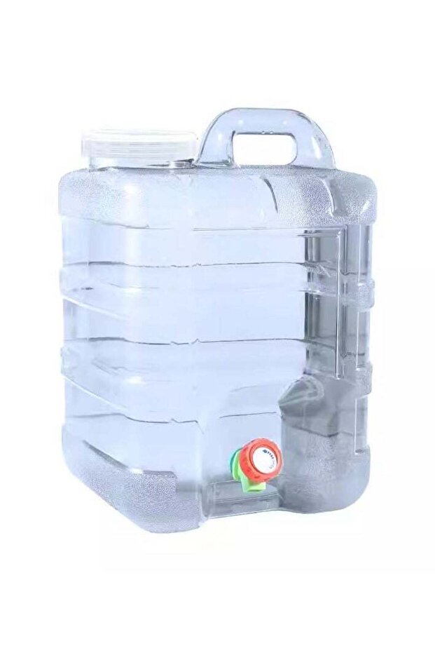 1pc AquaFlow Portable Water Container with Faucet, Polycarbonate Square Water Jug for Home, Camping, Outdoor, Car Use