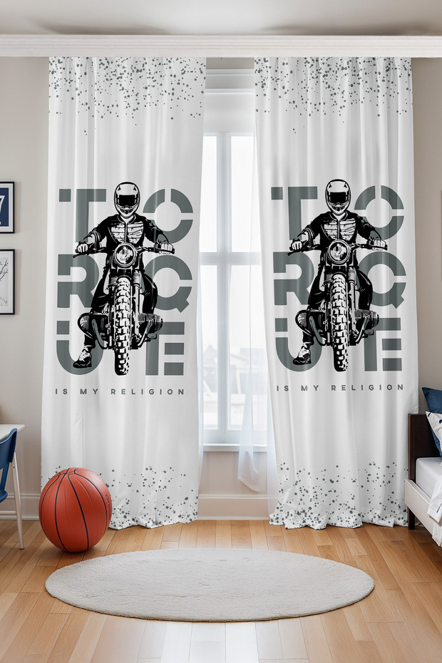 Ride to Freedom Patterned Children's Baby Room Background Curtain (Single Panel Pricing)
