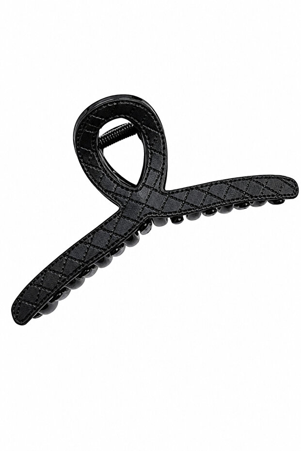 Women's Luxury Black Quilted Patterned Hair Clip