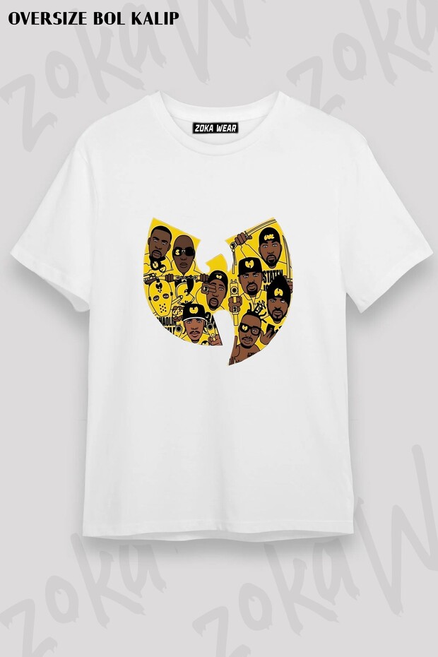 Unisex Loose Fit Wu Tang Clan V8 Printed T-Shirt