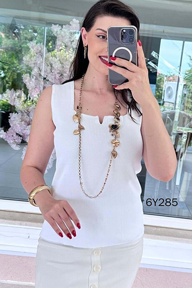 بلوزة ميرسيريزد ذات ياقة مربعة 6y285