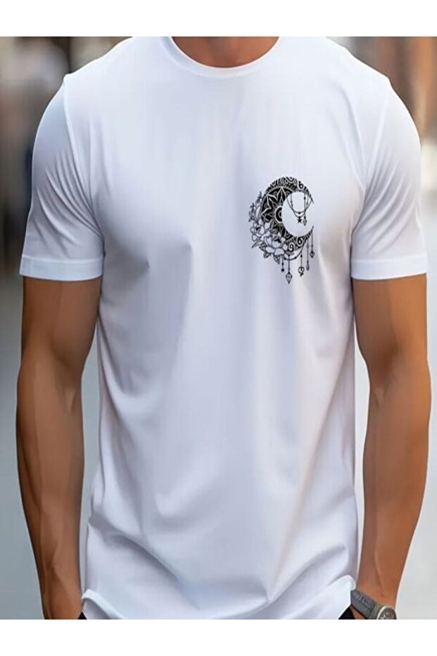 Men's White Printed T-Shirt