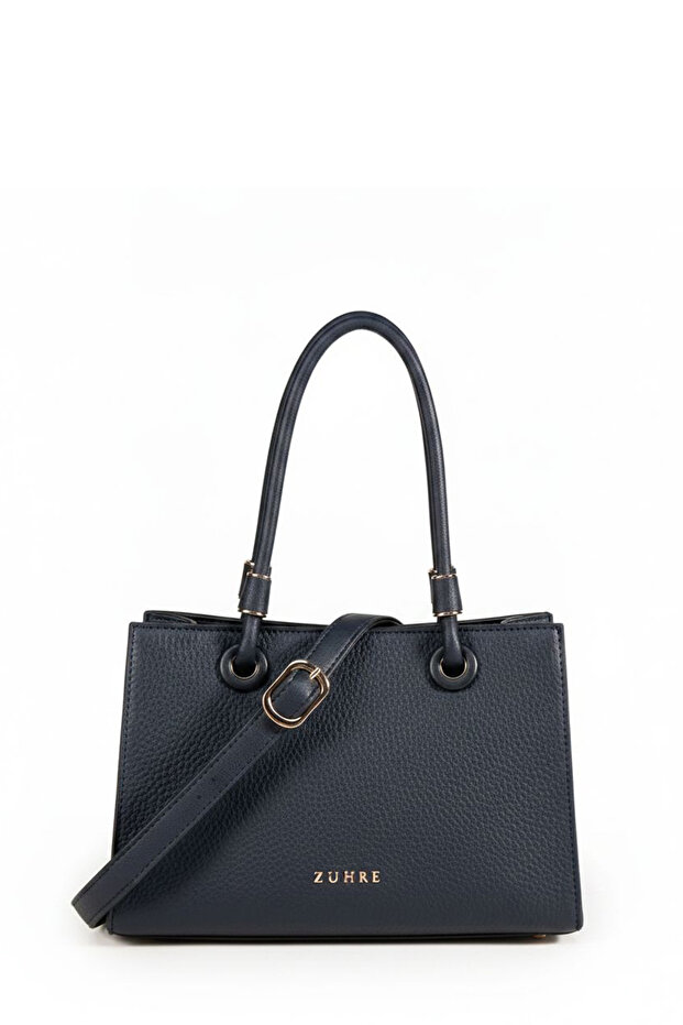 Textured Navy Blue Bag with Buckle Detail 0066