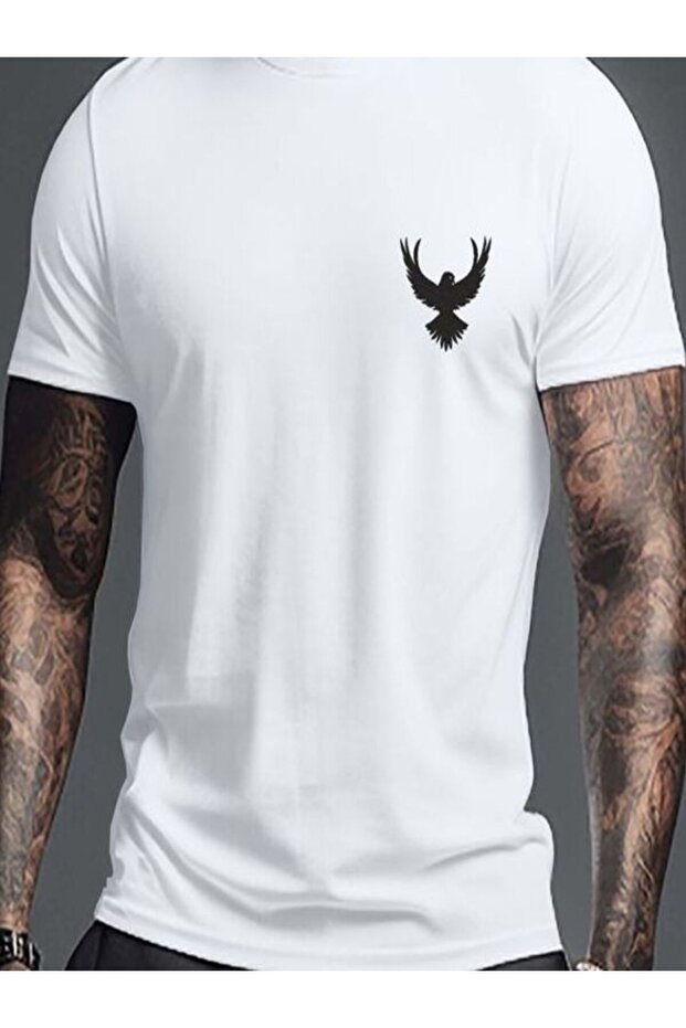 Men's White Printed T-Shirt