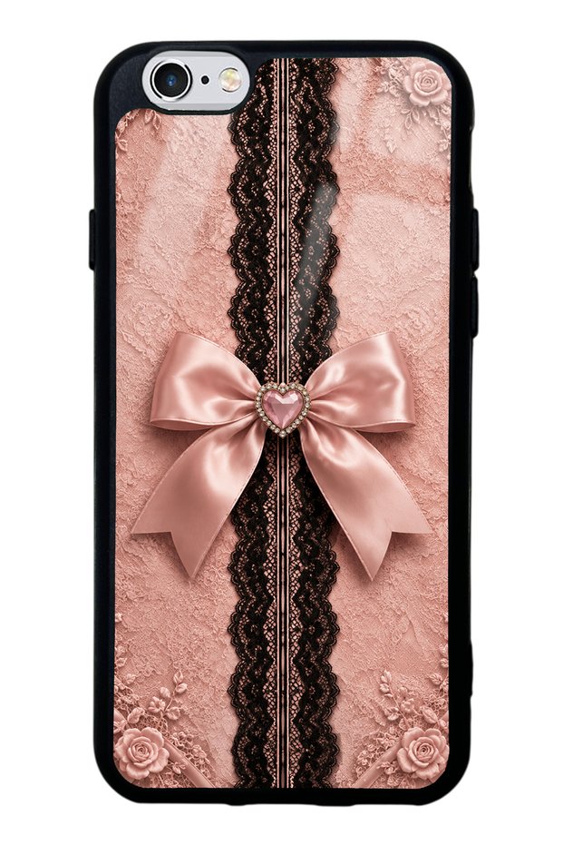 iPhone 6S Glossy Phone Case with Pink Lace Bow Design