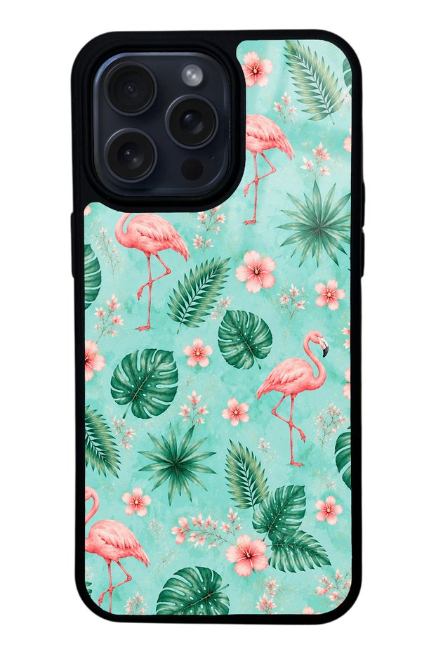 iPhone 14 Pro Max Tropical Flamingo Design Glossy Phone Case
