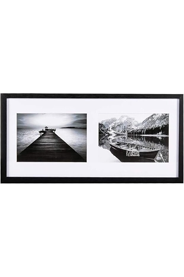 5x7 Picture Frame 2-Opening Collage Picture Frames Gallery Style Black Wood Landscape Photo Frames