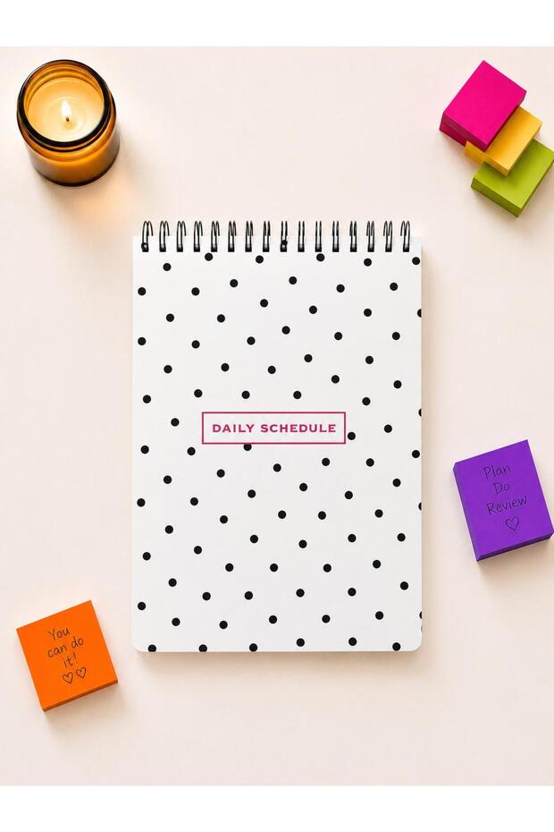 A5 Spiral-Bound, 60 Sheets, 1 Sheet of Stickers, Daily Planner