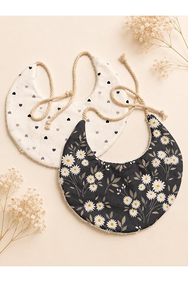 100% Cotton Baby Bib Set, Double Layer, Towel Collar (2 Pieces)