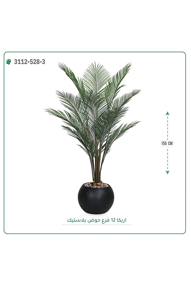 شجر أريكا صناعية حوض بلاستيك ارتفاع 155 سم }