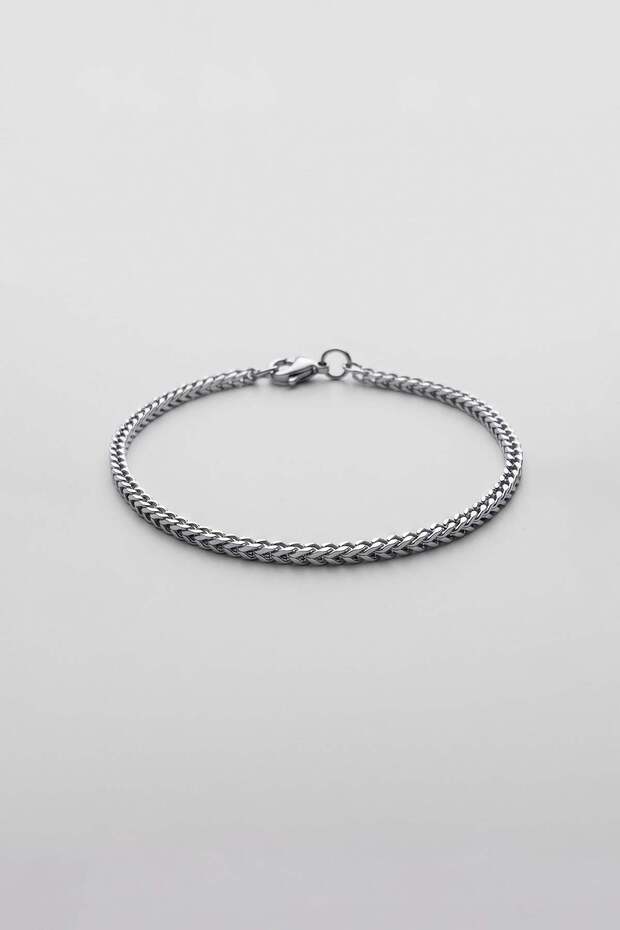 Unisex Thin Gourmet Steel Bracelet Silver