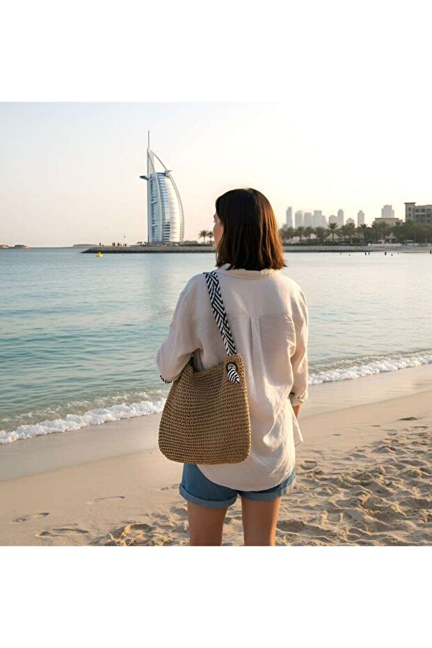 Barley Beach Bag 38x36cm-brown