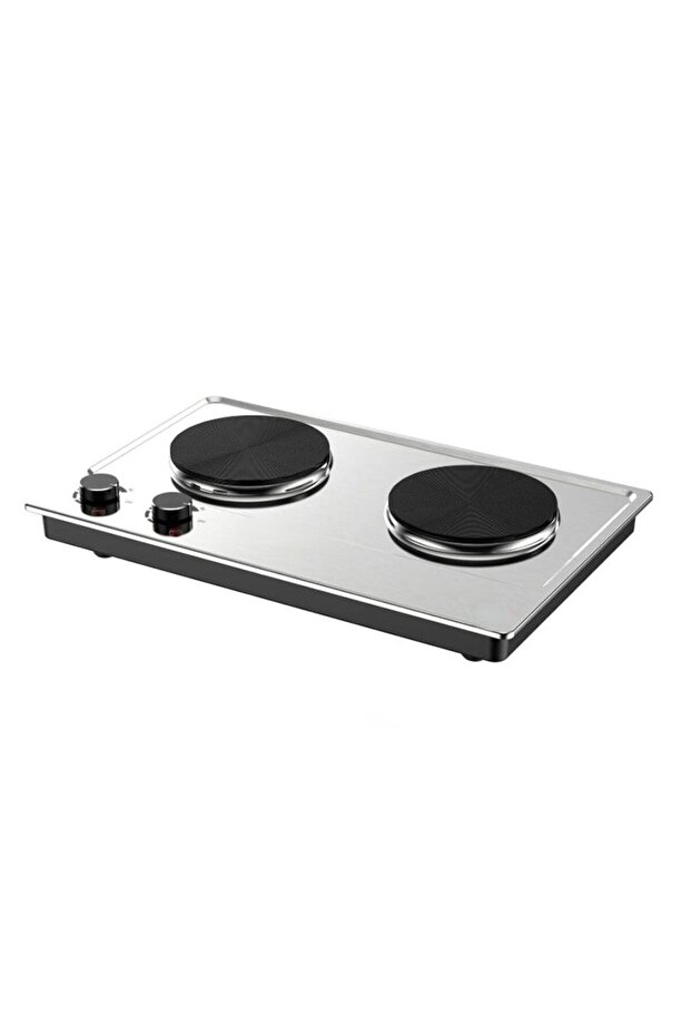 Double Electric Hot Plate 1000W Portable Countertop Cooker with Dual Heating Plates & Control Knobs