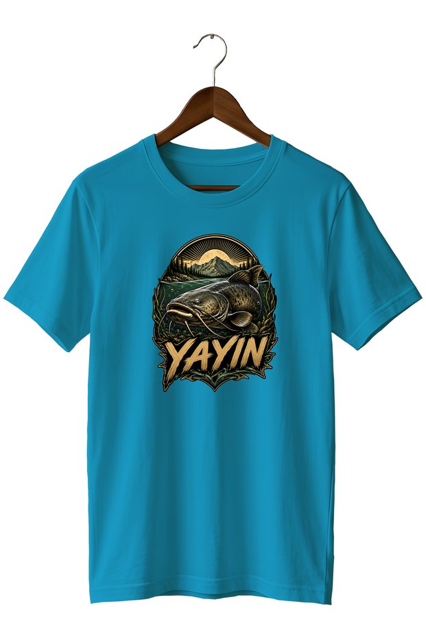 Catfish Printed Unisex T-Shirt Fishing Outdoor Fishing Themed Crew Neck T-Shirt
