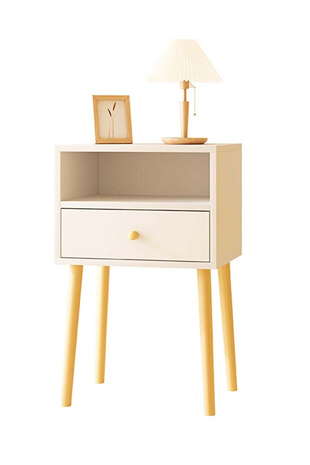 Small Bedside Table Bedside Organizer with Single Drawer Storage for Bedroom Dorm and Small Spaces 40*30*59CM