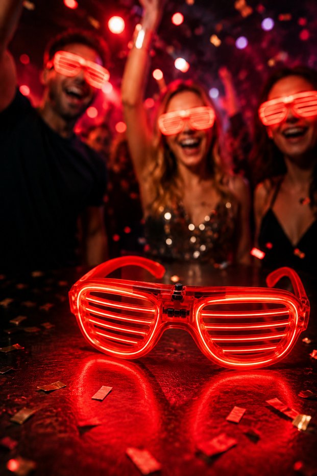 Shutter Party Glasses Led Light up Red Luxury Neon Framed Festival Costume Accessory