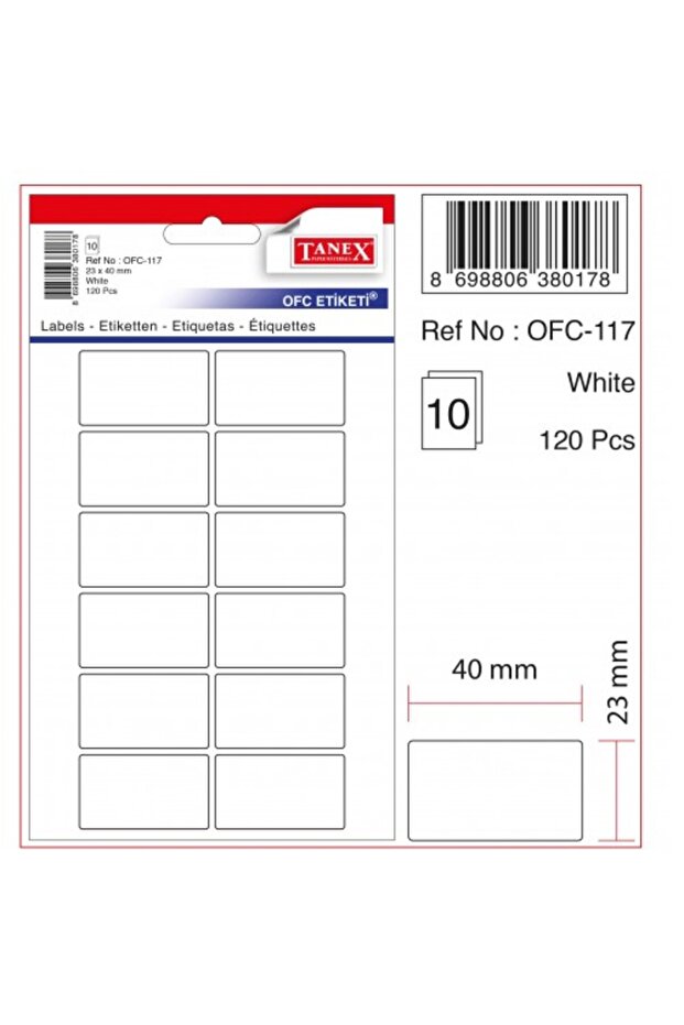 ملصق Ofc-117 مقاس 23×40 مم، 10 قطع، عبوتان