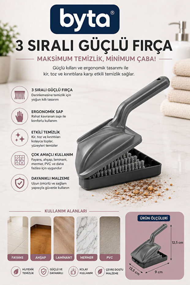 Handheld Vacuum Cleaner with Handle Manual Crumb Collector 3-Row Cleaning Brush for Kitchen, Table and Countertop Mami Purple Black Mixed Color Sent