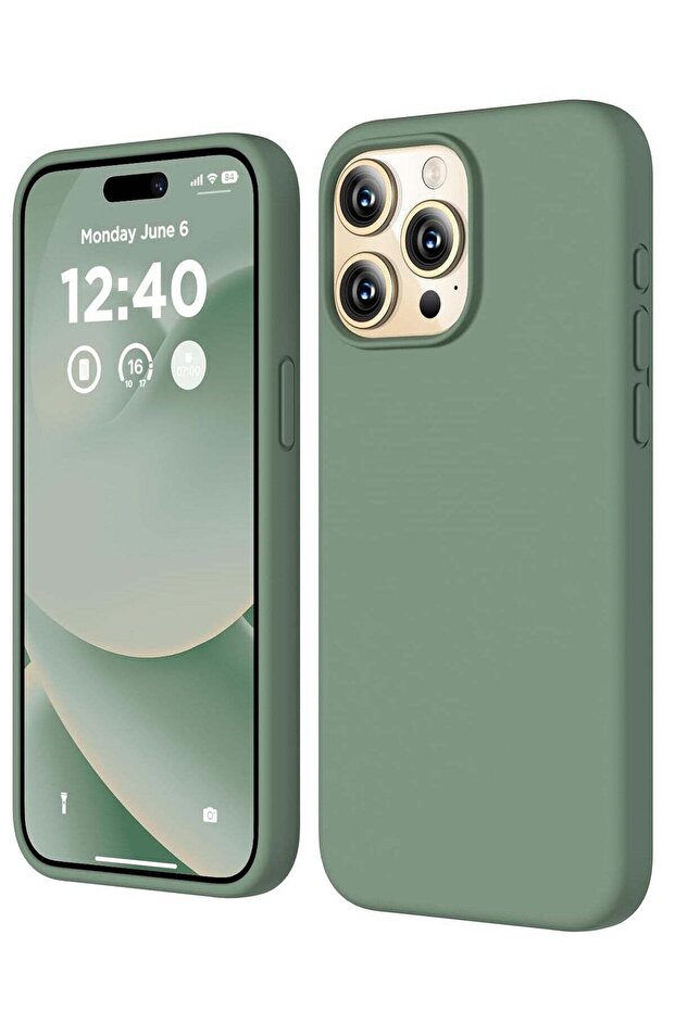 Compatible with iPhone 15 Pro Max Liquid Silicone Full Body Shockproof Protective Case - Calke Green