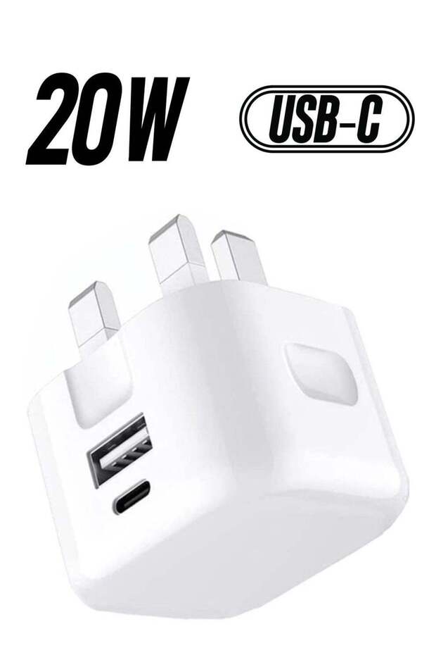 Galaxy A04 / A04s / A04 Core USB C Charger Plug 20W Dual Port PD&QC 3.0 Wall Adapter (WHITE)