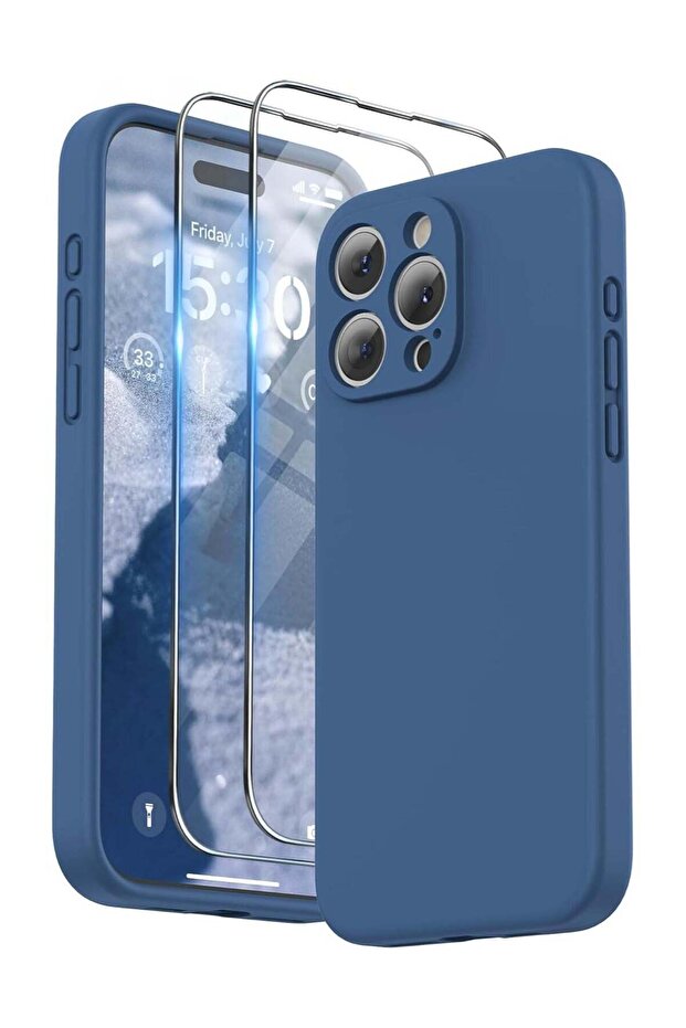 Design for iPhone 15 Pro Max Case [2 x Screen Protectors & 1 x Lanyard], Liquid Silicone Protection