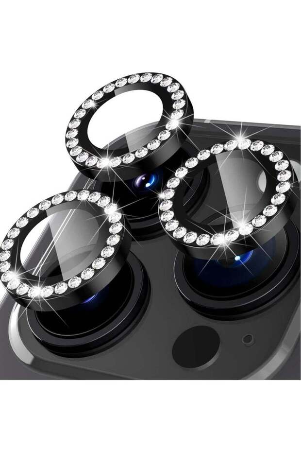 iPhone 14 Pro/14 Pro Max Camera Lens Protector, Diamonds Bling Tempered Glass - Diamond Black
