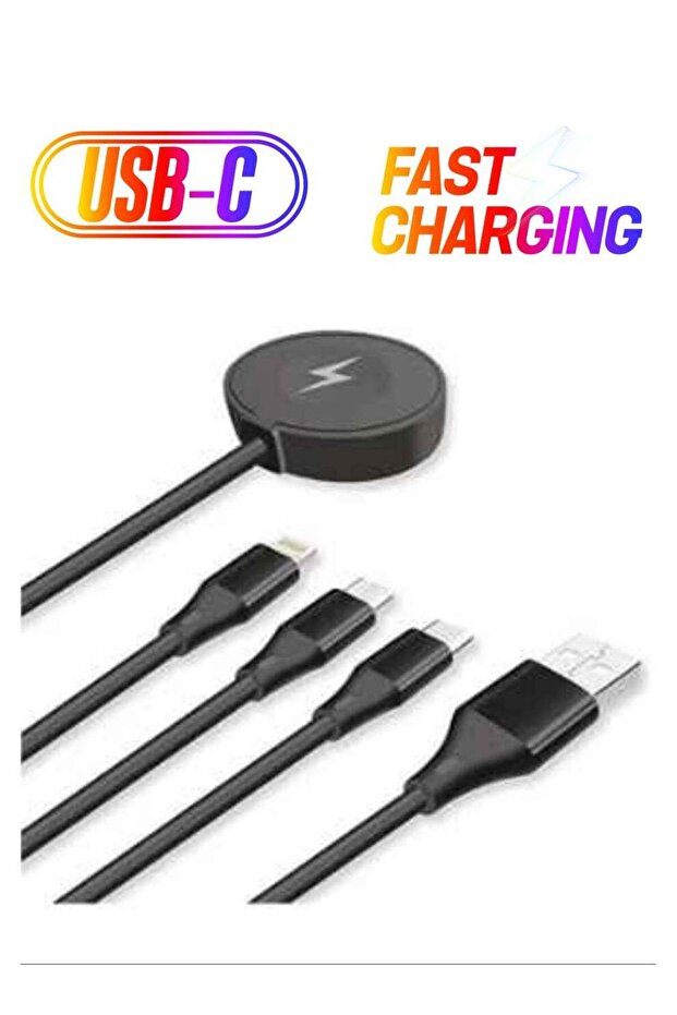 4 in 1 Cable With Wireless Charger Type C, iPhone