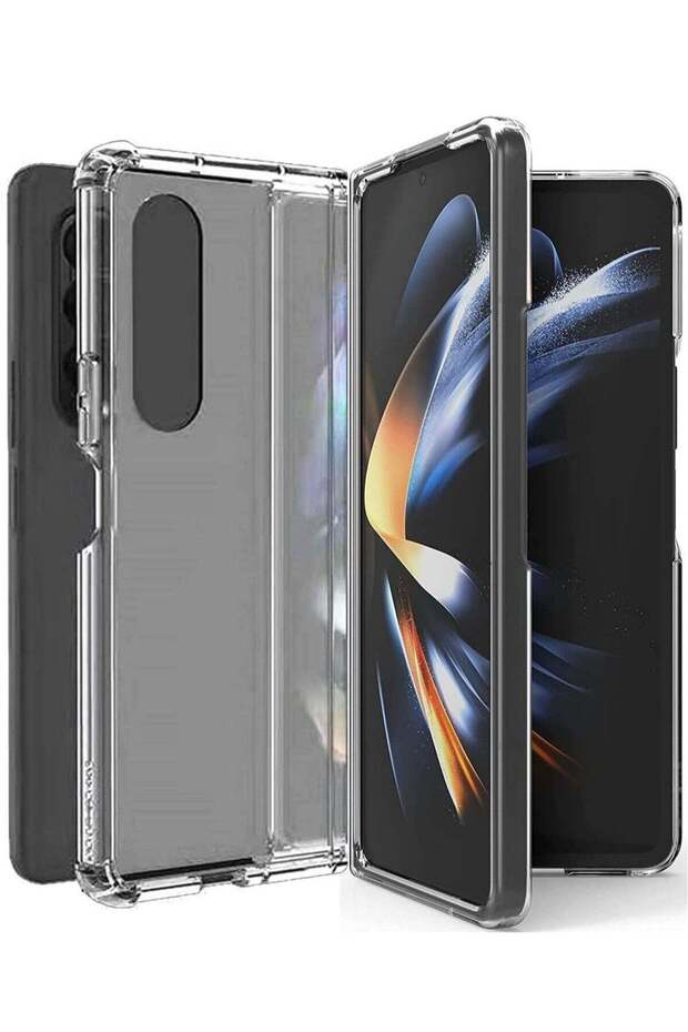 Samsung Galaxy Z Fold 4 5G Case, Clear Soft TPU Bumper Anti-Scratch Hard Acrylic Back Cover
