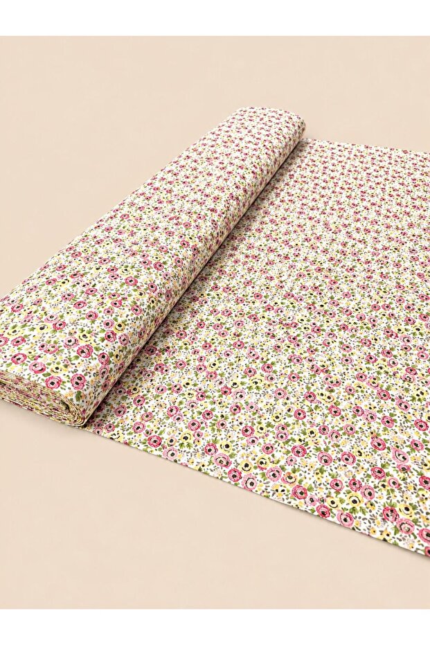 100% Cotton Patterned Poplin Fabric - Floral - (50×170cm)