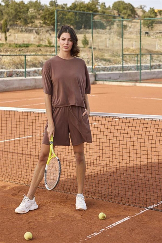 Short Sleeve Crew Neck Bottom Top Set