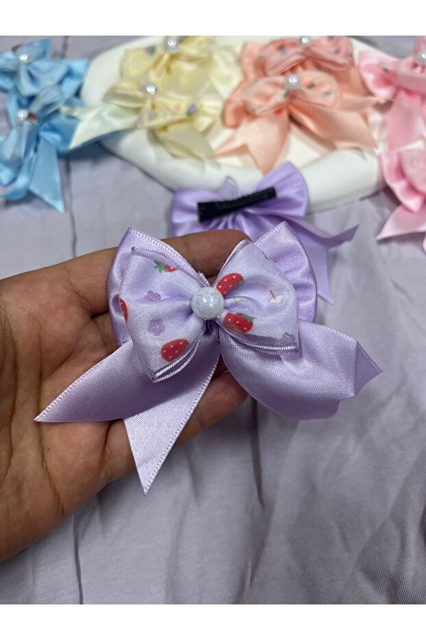2-piece strawberry clip hair tie - purple