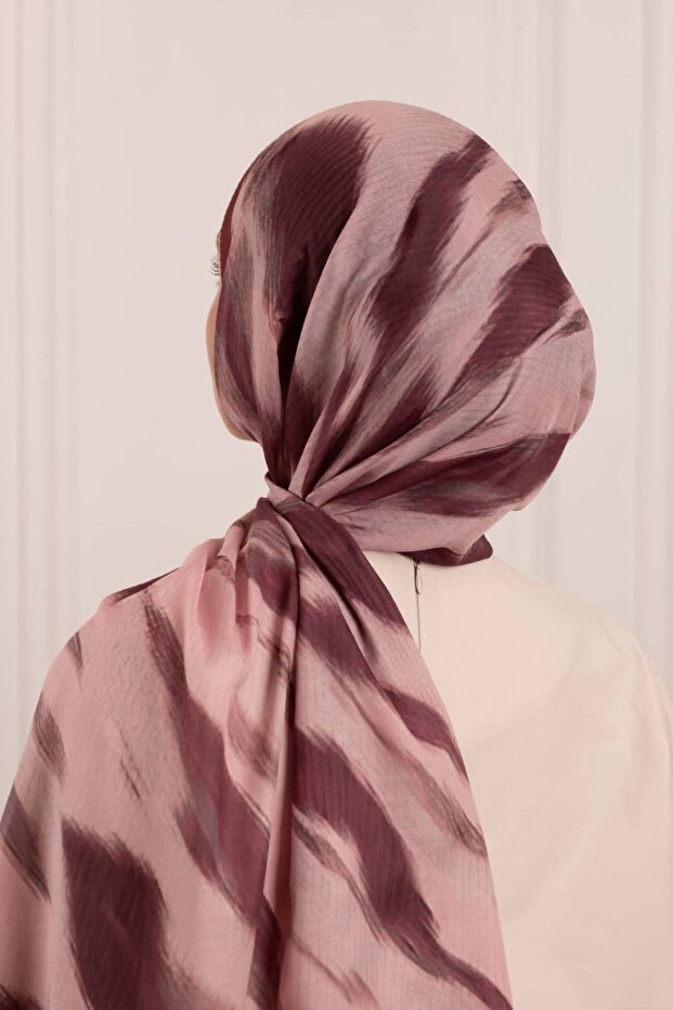 Stripe Patterned Soft Shawl Plum - 1