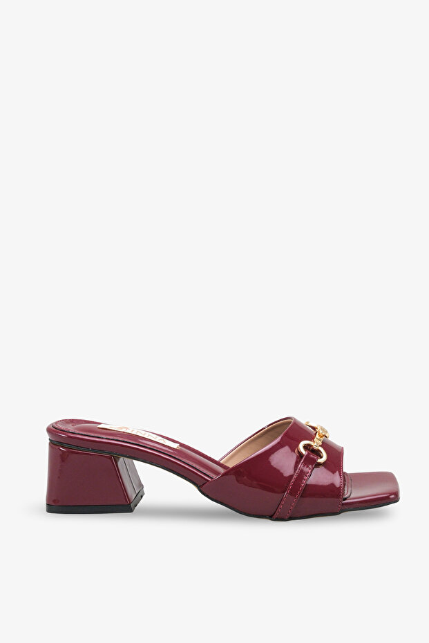 Sateya Women's Heeled Slippers - Burgundy Patent Leather