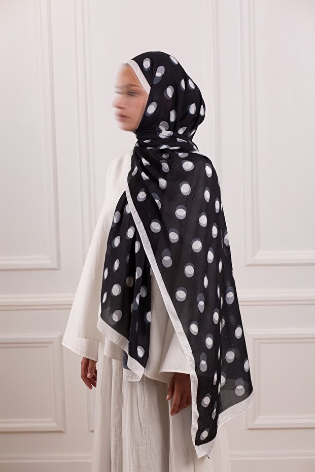 Polka Dot Patterned Muslin Shawl - 4