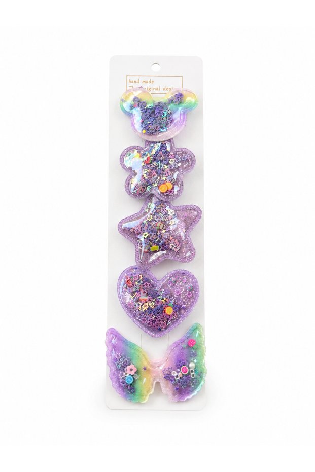 Confetti kids hair clip set - 5 piece purple