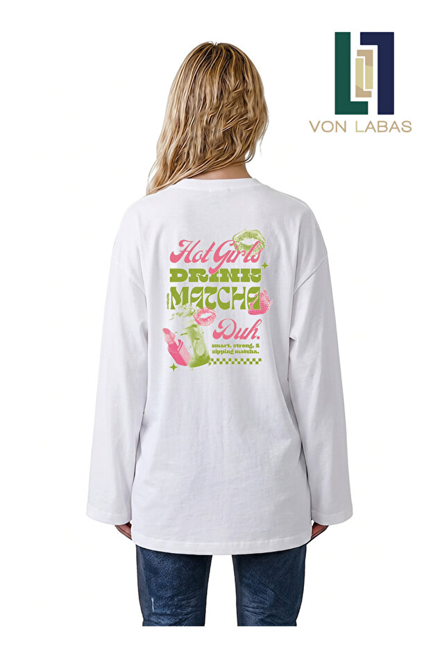 Wide Sleeve Oversize Long Sleeve White Tshirt 100% Cotton Printed Summer T-Shirt