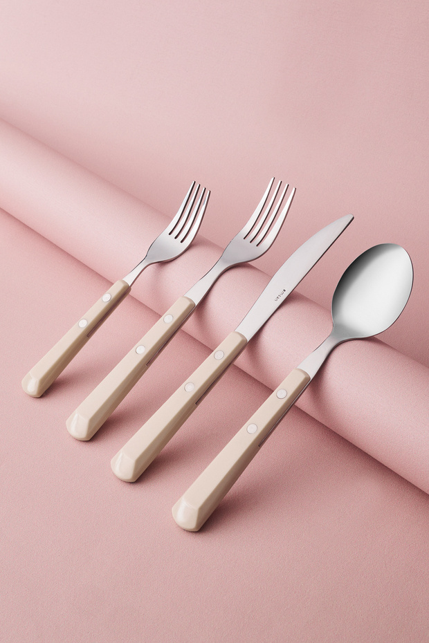 Rivet 24 Piece 6 Person Cutlery Set Cream