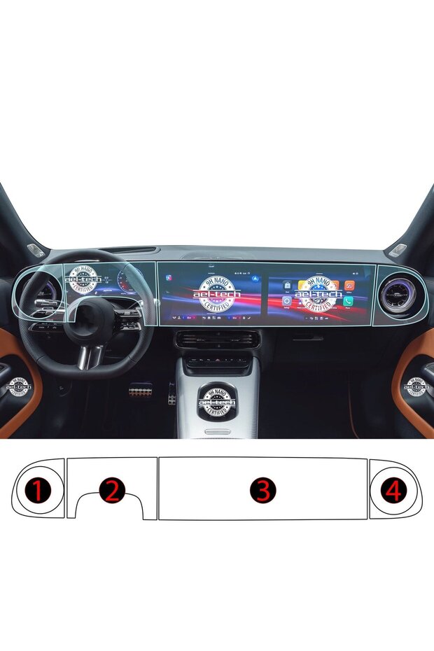Mercedes Glb Compatible Digital Dashboard and Navigation 9H Nano Screen Protector Set of 4 2026-2027