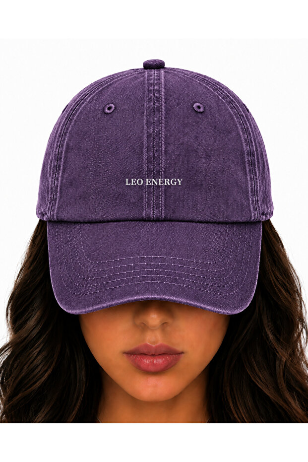 Leo Energy Embroidered Hat, Leo Sign Vintage Washed Baseball Cap (Leo Energy Embroidered Hat)