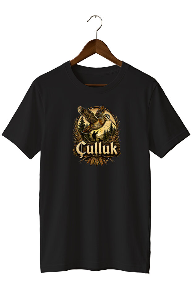 Men's Vintage Hunter T-Shirt with Skull and Nature Illustration Print