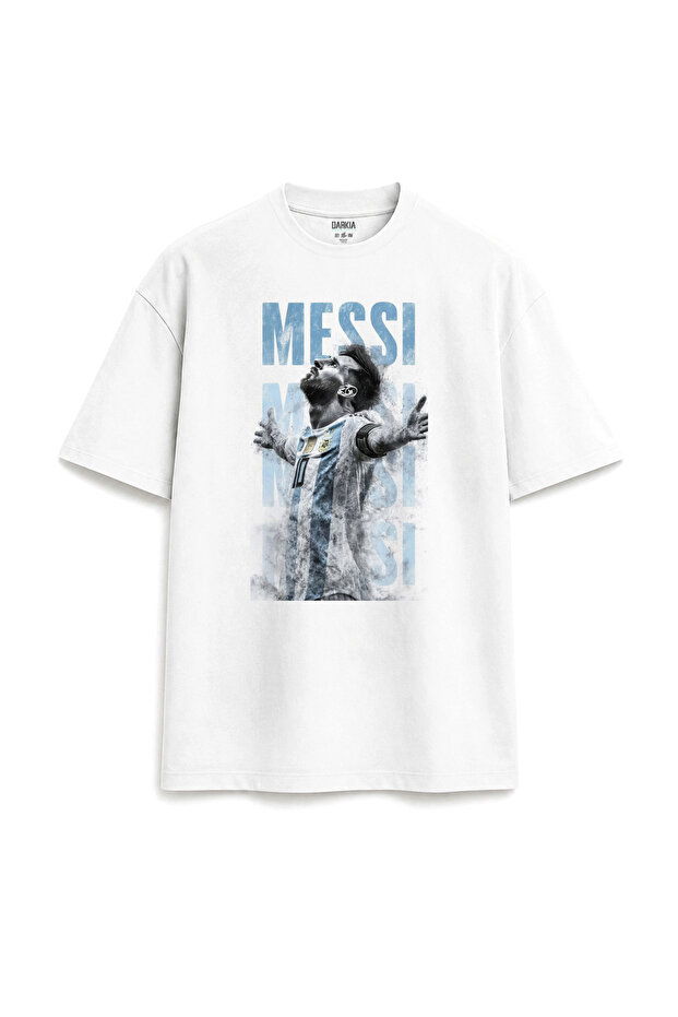 Argentina Lionel Messi Printed Special Design Relax Fit White T-Shirt