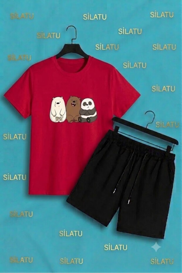 Unisex Family Bear Printed Shorts and T-Shirt Set