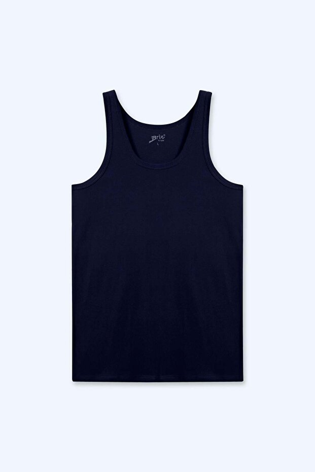 Men's Ribbed Undershirt 100% Cotton Navy Blue