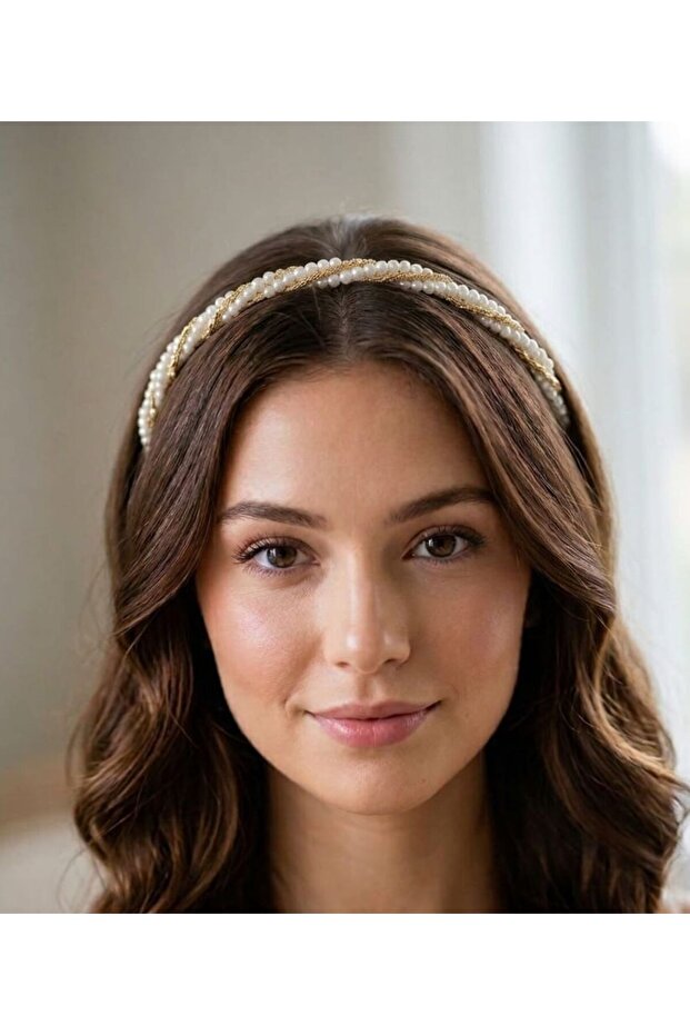 Beaded Special Day and Wedding Crown with Gold Details